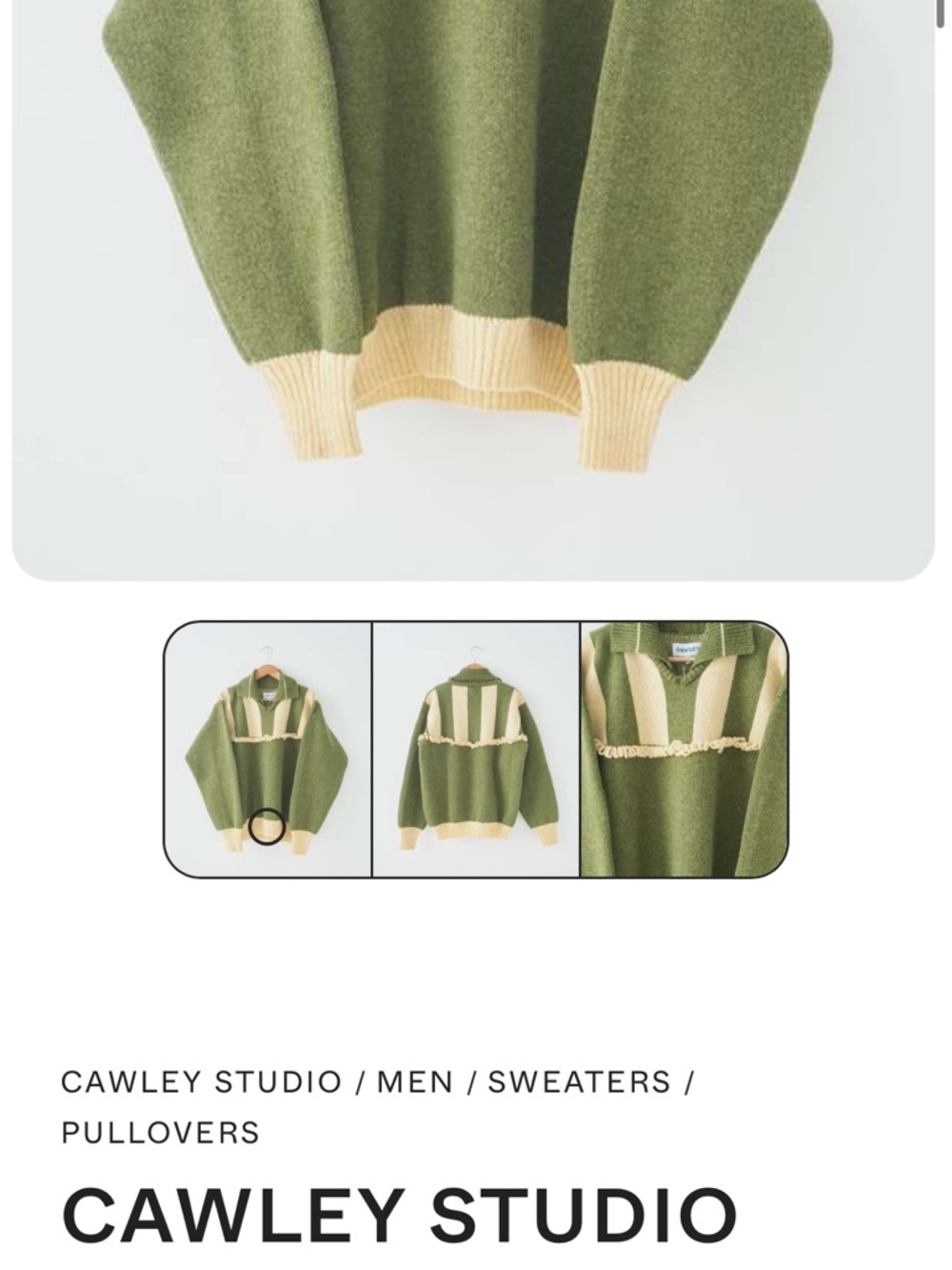 Cawley Olive & Cream Striped Knit Pullover Jacket - Picture 3 of 3